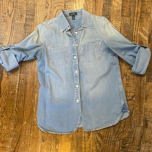(3 for $15) Ralph Lauren Denim with White Polka Dots Button-Down (Sm)